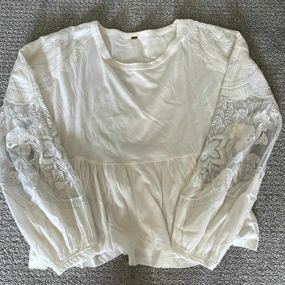 FREE PEOPLE White Babydoll Blouse